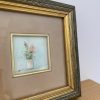 Ancienne aquarelle miniature "Deux fleurs dans un vase" - Image 2