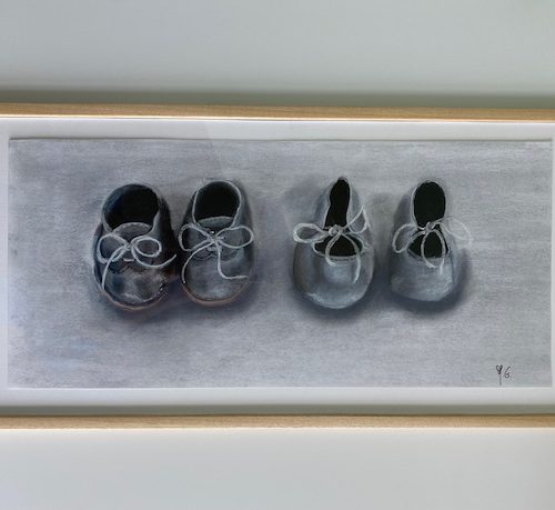 Dessin au pastel « Premiers chaussons »