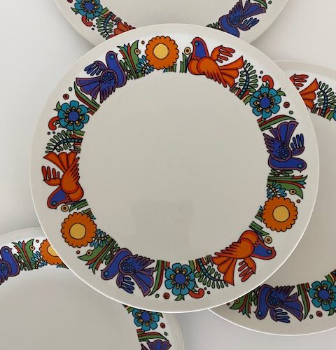 Suite de 6 assiettes plates – modèle Acapulco – 1960/70