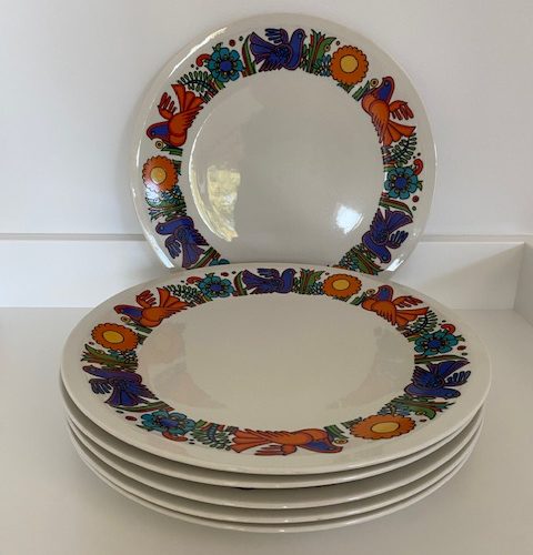 Suite de 6 assiettes plates – modèle Acapulco – 1960/70