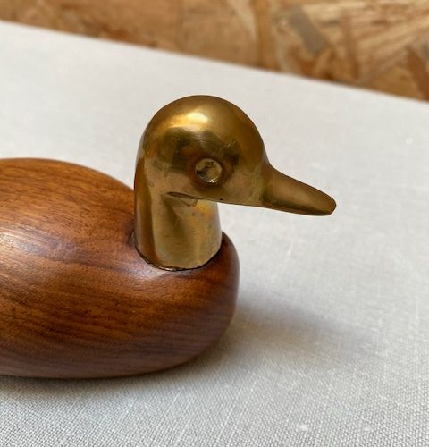 Canard en bois et laiton – vintage