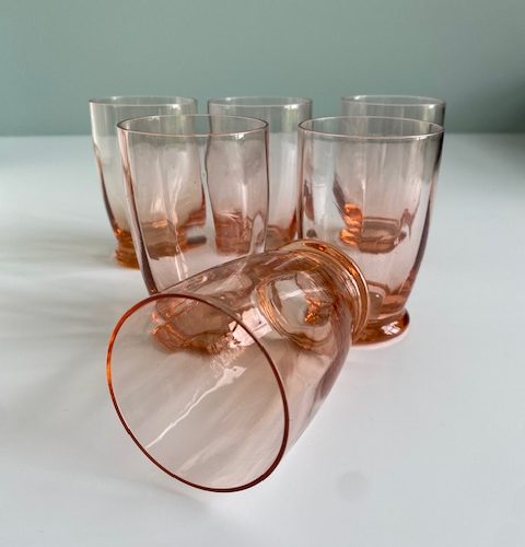 Suite de 6 verres à eau rose – 1960/70