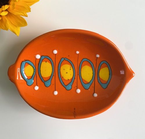 Coupelle en céramique orange – Italie, 1960