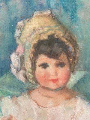 Petite fille au perroquet - pastel de Marie Ingels Pauwaert - Image 2