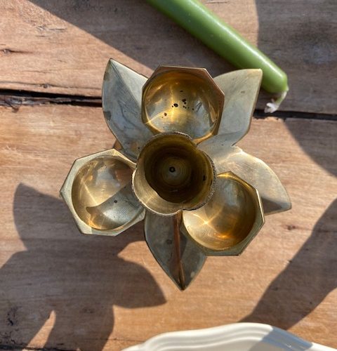 Bougeoir fleur en laiton – vintage