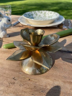 Bougeoir fleur en laiton – vintage