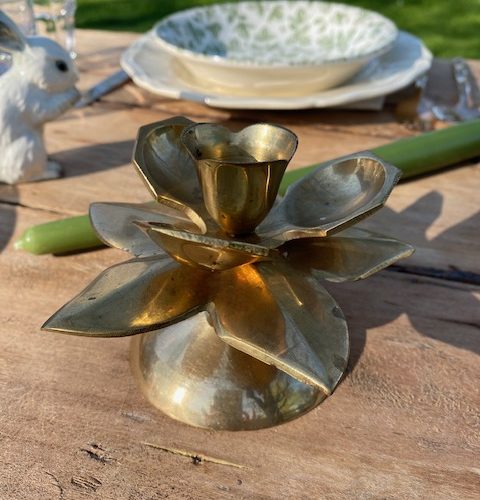 Bougeoir fleur en laiton – vintage