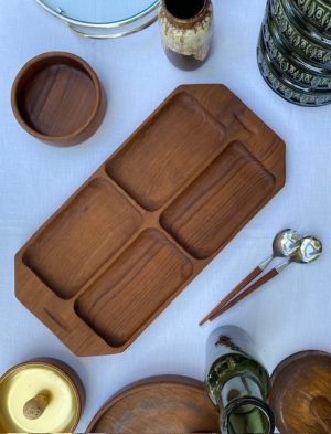 Plat apéritif rectangulaire en teck - scandinave
