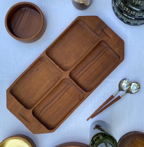 Plat apéritif rectangulaire en teck – scandinave