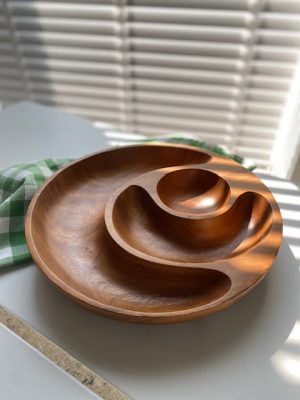 Plat apéritif circulaire en bois compartimenté - Image 2